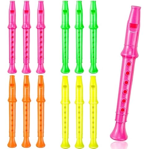 Etmact 12 Pack 5.5 Inches Plastic Recorders for Kids, Mixed Color Flute Musical Instrument Toy for Party Favors, Classroom Music Education, Gift for Children Cover
