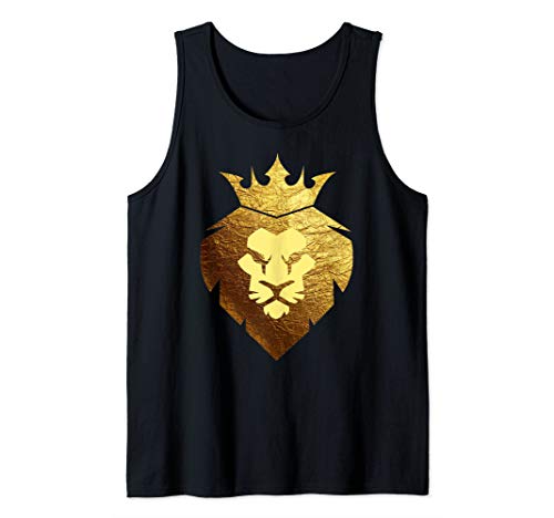 Mens King of Jungle LEO King Crown King Lion T-shirt Art Lion Tank Top