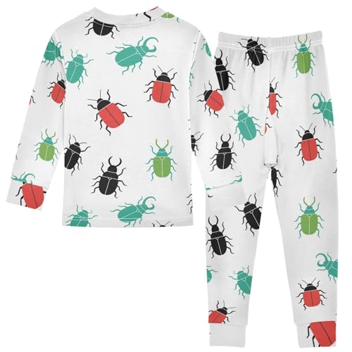 Pajama Sets Long Sleeve Colorful Bugs Pattern Print Soft Comfy Sleepwear 2 Piece PJS 3-8T3