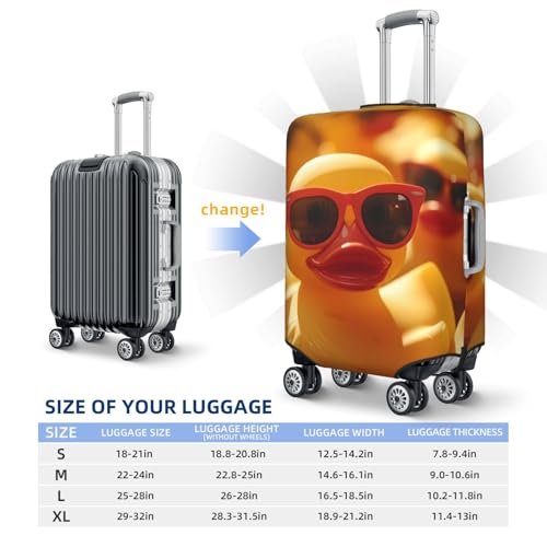 Sunglasses Yellow Duck Print Luggage Cover For Suitcase,Washable Elastic Travel Suitcase Protector With Zipper Closure And Bottom Buckle – Fits 18-32" Luggage-X-Large4