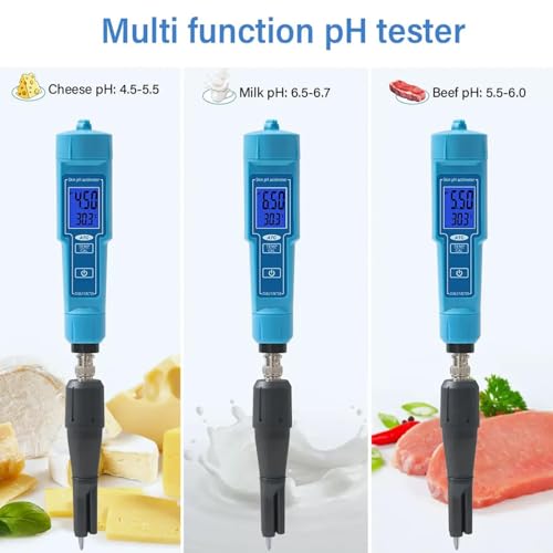 Hogar y Cocina, medidor Profesional de pH y Temperatura con Pantalla LCD y calibración automática, medidor Digital de acidez y pH para Laboratorio, me