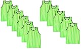 BlueDot Trading Boys 12 Pack Nylon Mesh Scrimmage Vests for Soccer, Football, Basketball, Lacrosse Team Practice Sports Training aids, Green, One Size US