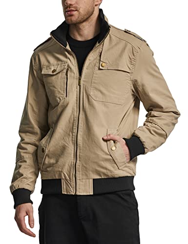 Wantdo Men's Fleece Canvas Work Coats Black L & Wantdo Men's Military Cotton Jacket Khaki L #TOP4