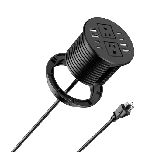 Jgstkcity Power Strip,Desktop Recessed Power Grommet,40W Total USB C Fast Charging,3.15-Inch Hole, 4 Outlets & 8 Ports, Ideal for Desktop & Countertop Flush Mount Outlet