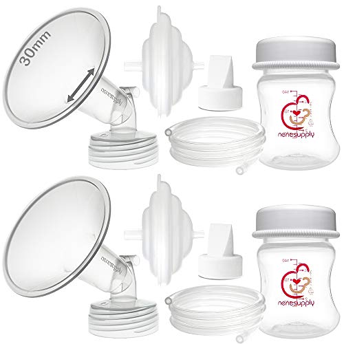 Image of Nenesupply 30mm Flange Pump Parts Compatible w Spectra S2 S1 Breast Pumps Replacement Kit for Spectra Pump Parts 30mm S2 Parts S2 Accessories Inc Flange Duckbill Valve Backflow Protector Bottles