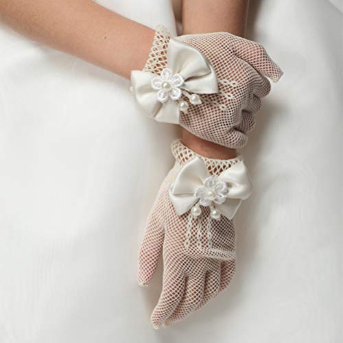 Girls First Communion Gloves Wedding Pageant Princess Glove with Bow3