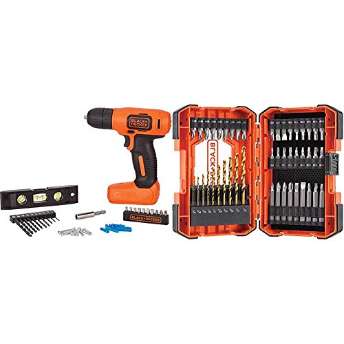 BLACK+DECKER 8V MAX Home Tool Kit, 43 Pieces with Screwdriver Bit Set/Drill Bit Set, 46-Piece (BDCD8HDPK & BDA46SDDD)
