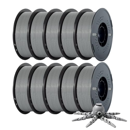 Image of Kingroon PLA 3D Printer Filament,10 Rolls,Dimensional Accuracy + /- 0.02 mm, 10kg Spool(22lbs), 1.75 mm，Grey