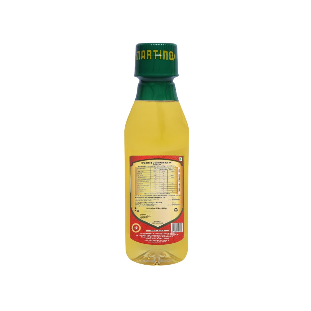 Martino Olive Pomace Oil 250 ML, Ideal for Deep Frying, Roasting & Sautéing Rich Neutral Flavour & High Smoke Point Versatile Edible Cooking Oil for Indian Cuisine 4