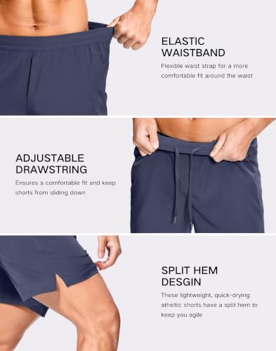 Image of GGJ Men's Lightweight Athletic Shorts with 2 Zipper Pockets 7 inch /9 inch /5 inch Gym Workout Running Quick Dry Tennis Shorts for Men