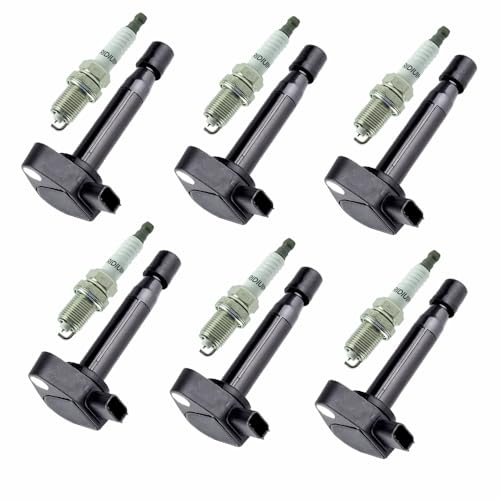 Image of 6PCS UF242 Ignition Coil Pack with Spark Plugs Compatible with 1999-2010 Acura CL EL MDX RL TL Honda Accord Civic Odyssey Pilot Ridgeline Saturn Vue V6 3.2L 3.5L L4 1.7L 3.0L