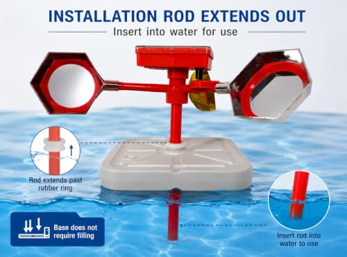 YouTeMei Solar Powered Pool Bird Frightening Tool with Rotating Reflective Lenses & Sound Function, Water-Filled Rubber Floating Base for Pool Pond Lake Boat Garden — view 2