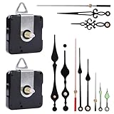EMOON 2 Pack Non Ticking Clock Mechanism with 4 Pack Clock Hands, Clock Movement Motor Kit for Clock Repair, Replacement and Custom Clock (Total Shaft Length 5/8 in)