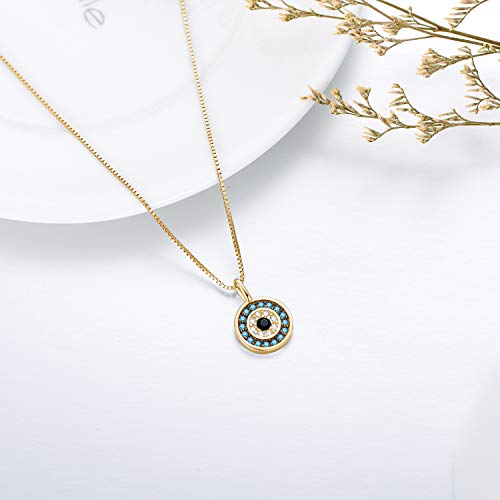 Peimko Evil Eye Pendant Necklace For Women 925 Sterling Silver Greek Protection Jewelry Amulet Gift For Girls Boys（Gold） #TOP3