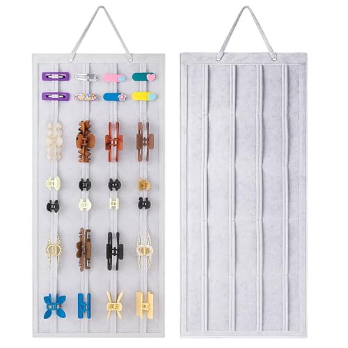 Haarspangen Aufbewahrung, Haarklammer Organizer Hängend 80x35 cm, Praktische Aufbewahrungslösung für Haaraccessoires, Ideal für Mädchen und junge Frauen, Platzsparend im Kleiderschrank oder