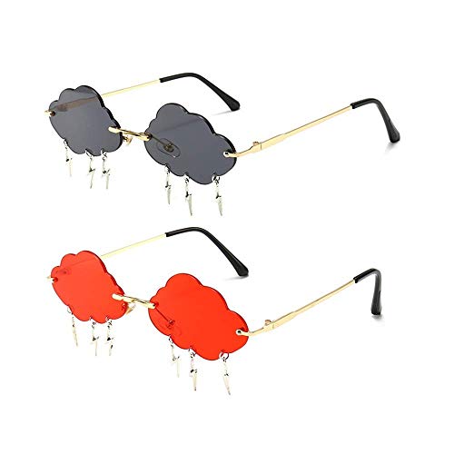 Cloud lightning Sunglasses Women/Men Rimless Wave Cute Glasses for Party Funny Disco Trendy Streetwear eyewear
