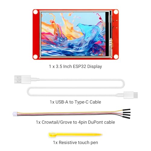 Image of ELECROW 3.5 Inch ESP32 Display 480x320 HMI SPI TFT LCD ESP32 Touch Screen | 32-Bit LX6 Dual-Core Processor, Up to 240MHz, Compatible with Arduino, LVGL, PlatformIO, MicroPython (Basic Version)