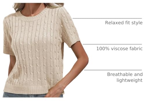 Image of MINTLIMIT Women's Short Sleeve Sweater Tops Lightweight Pullover Shirts 2025 Spring Summer Trendy Casual Blouses