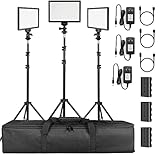 SUPON 3 Pack LED Video Light Stand Lighting Kit with Battery/Charger for Studio Photography YouTube...