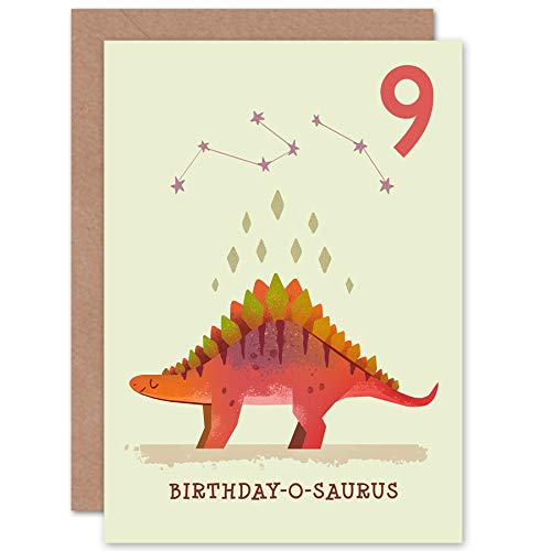 Wee Blue Coo Dinosaur Boys 9th Birthday Card Stegosaurus