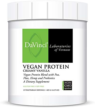 Davinci Laboratories, Vegan Protein Powder-Creamy Vanilla, Plant-Based, Gluten-Free, 15 Servings