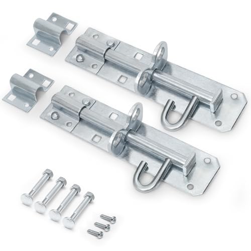 onesto Pack of 2-6” Brenton Bolt with BZP Finish – Heavy Duty Steel Door Bolt with Fixings – Ideal for Gates, Sheds, Garages & Outdoor Doors