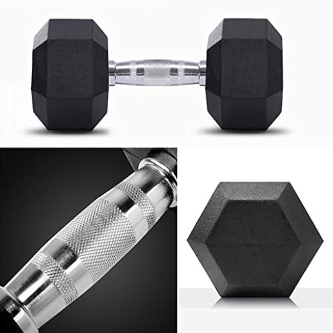 THUNDERBAY Rubber Coated Cast Iron Hex Dumbbell Weights(in Pairs or Singles)