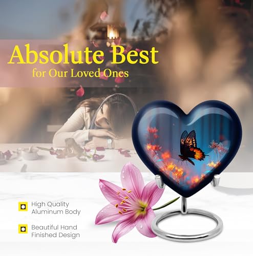 Image of Butterfly Urn Small Keepsake Urn for Burial 1 Large & 1 Small | Large Cremation Urns for Ashes Adult Male & Female, Human Remains Urns