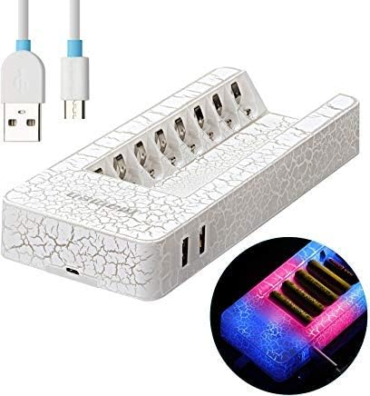 AAA Battery Charger,Momen 8 Bay AA Battery Charger with LED Light Indication for Rechargable AA/AAA Battery