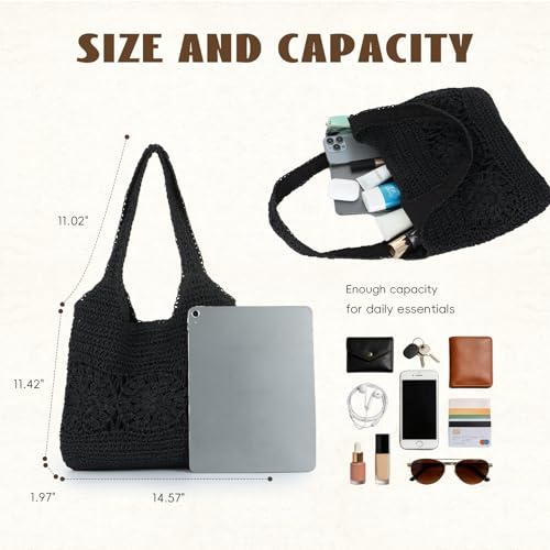 Bolso Tote de Paja para Playa Verano Mujer miniatura 5