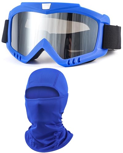 Image of Dirt Bike Goggles with Balaclava Motorcycle ATV Riding Ski Motocross Windproof Dustproof Racing Glasses for Women Men