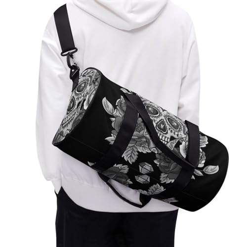 Sac de sport crâne au design noir et blanc et format compact - 6