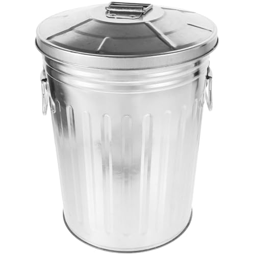 DEARMAMY Botes De Basura De Acero Inoxidable Con Tapas Bote De Basura Para Caca De Perro Al Aire Libre De 8 L Contenedor De Basura De Metal Retro Para Baño Dormitorio Jardín Patio