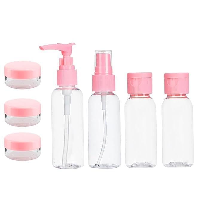 PRATHVI Travel Bottles for Toiletries (7pcs) - Refillable Empty Mini Containers with Pouch (Random Colors) - Travelling Accessories & Essentials Kit Set for Shampoo, Cosmetics, and More (Pack of 7)-image-34