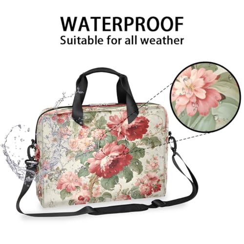 Maletín para portátil 15.6-16 pulgadas con diseño floral retro miniatura 3