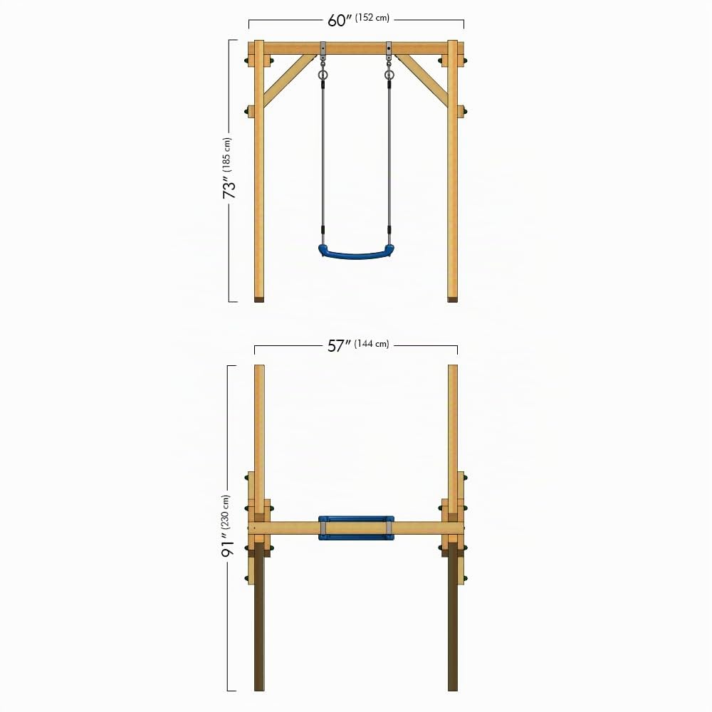 Altalena WICKEY Smart One gioco per bambini, altalena blu singola in legno da esterno o da giardino