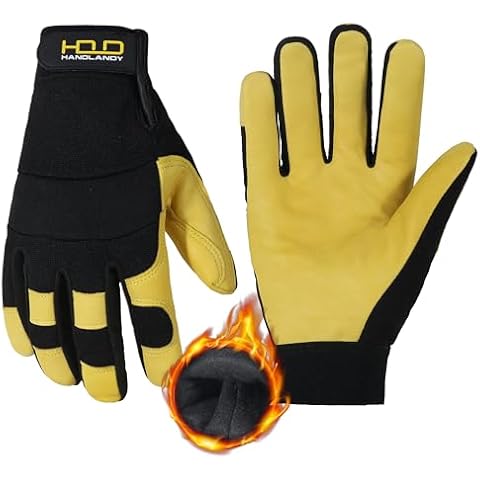 HANDLANDY Insulated Leather Winter Work Gloves Cover