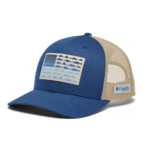 Columbia Unisex PFG Fish Flag Mesh Snap Back - Low, Carbon/Ancient Fossil, One Size