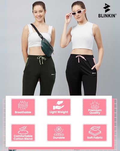 Image of BLINKIN Women's Relaxed Fit Mid Rise Cotton Pajamas Combo, Pack of 2-The Ultimate Track Pants : Ideal Lower for Night Wear & Comfort Wear