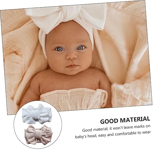 2Pcs Hair Bow Headbands Large Waffle Knit Bowknot Hair Accessories for Newborn Soft Elastic Comfortable for Festival Holiday Celebration4