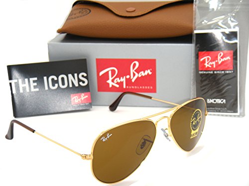 Authentic Ray-Ban Aviator 3025 RB3025 001/33 55mm Gold Frame / Brown Lens Small