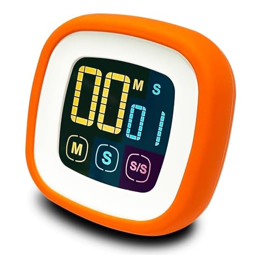 CREAVIVA Digital Kitchen Timer, Countdown, Countup, Protective Rubber case, Large Display with Color Bold Digits, Touch Control, Backlit, Magnetic Kickstand, Loud Alarm, Auto Memory (Orange)