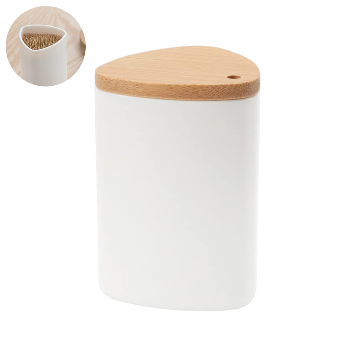 Cabilock Restaurant Vanity Toothpicks Organizer Simple for Dining Stand with Bamboo Bathroom Countertop Lid Hotel Storage Home Kitchen Holder Plastic Dispensers Jar Novelty Toothpick Room