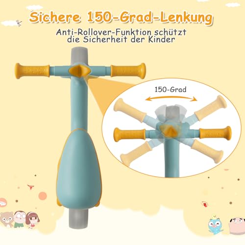 COSTWAY Kinder Laufrad ab 1 Jahr, Lauflernrad höhenverstellbar ohne Pedal, Rutschfahrzeug mit begrenzter Lenkung & 2 Rädern für Jungen Mädchen – Bild 4