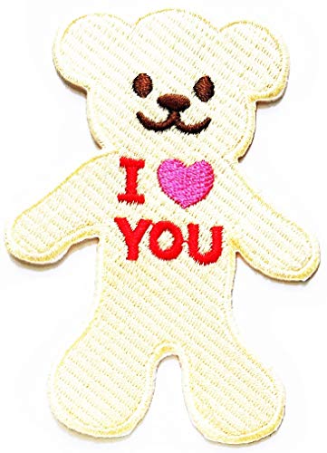 Nipitshop Patches Brown Bear I Love You Animal Cartoon Kid Embroidery Patches Sew On Patches Flower Applique for Clothes Jackets T-Shirt Jeans Skirt Vests Scarf Hat Backpacks