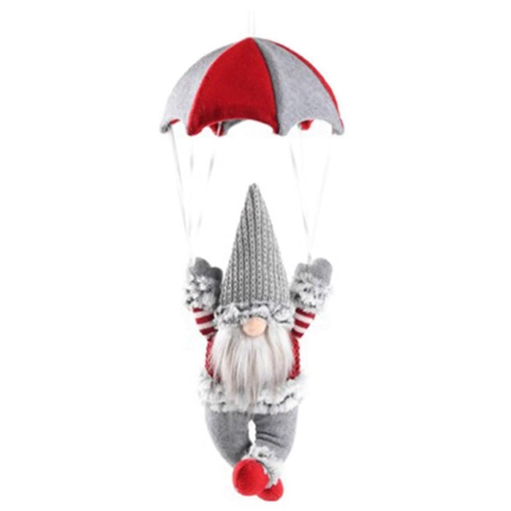 CTRLZS Gnome Figurine Skydiving Gnome Doll on the Table Shelf Desktop Parachute Tomte Plush Gnome Gifts Themed Tree Decor Grey Easy to Use