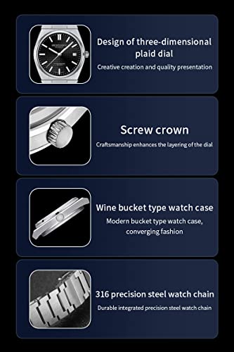 Tacto Specht&Sohne Men's Watch Japan Miyota 8215 Movt Automatic Mechanical Watches Stainless Steel Luminous Sapphire 50M Waterproof (Black) #TOP6