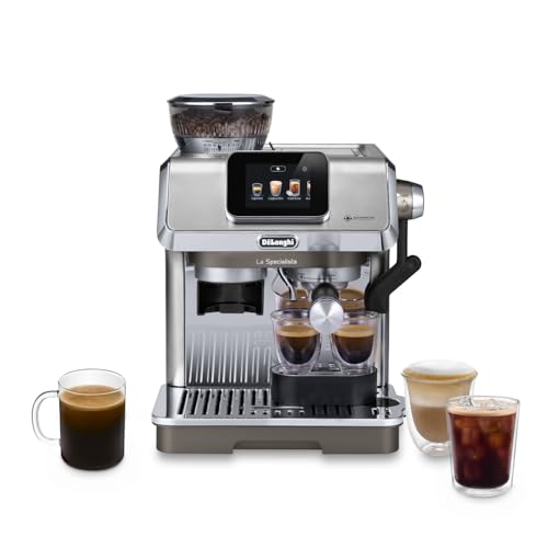 De'Longhi La Specialista Touch EC9455.M, Máquina de Café Espresso con Molinillo de Café, Función Cold Brew, Espumador de Leche Automático o Manual, Control Táctil Intuitivo, Set de Bienvenida, Metal