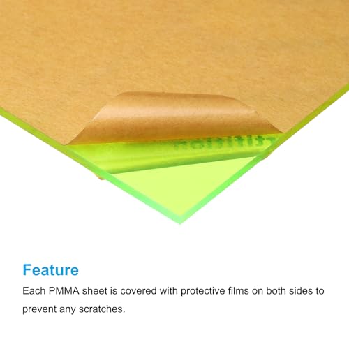 Image of MECCANIXITY 5 Pcs PMMA Acrylic Sheets Colored Transparent 12 x 8Inch Fluorescent Green Acrylic Sheets for DIY Projects, Art, Crafting, Laser Cutting & Engraving