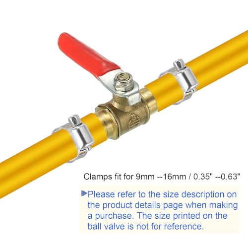 Mini válvula de bola de 1,27 cm de latón, interruptor de cierre con abrazadera en pack de 3 6